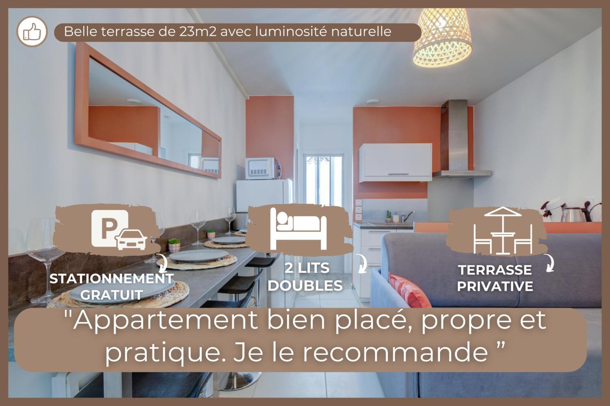 “le Terracotta” Terrasse -centre Ville- Cosy Apartment *